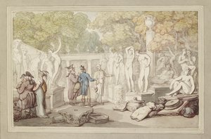 彫像の庭、19世紀 作： Thomas Rowlandson